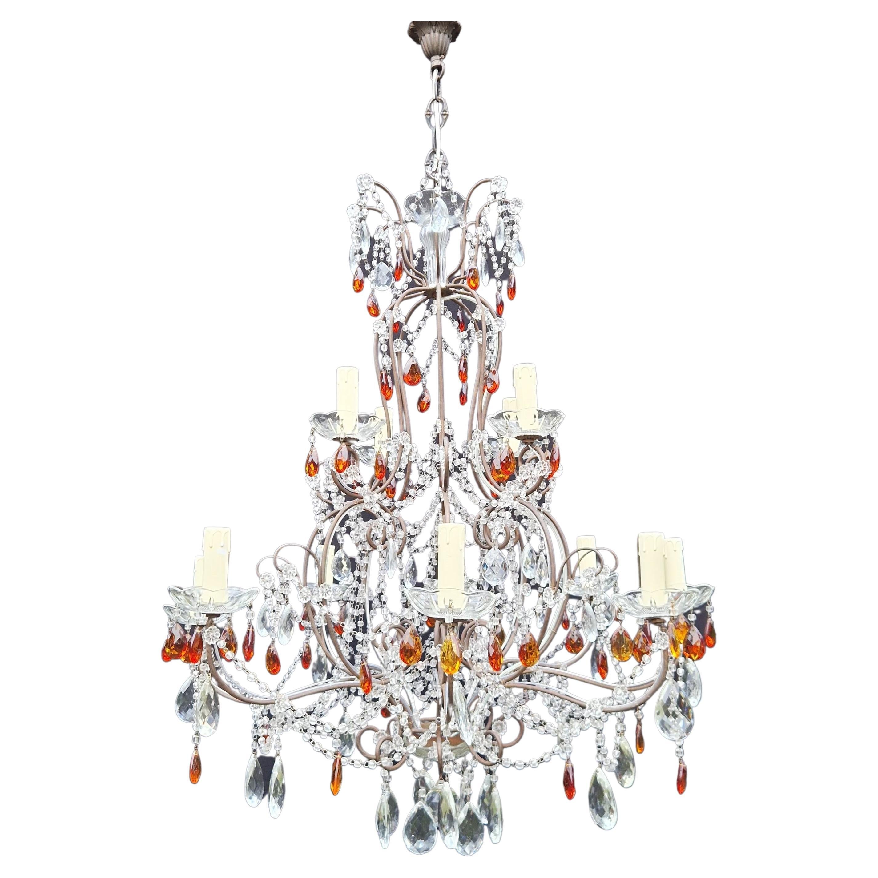 Presenting our cherished old chandelier, lovingly and professionally restored in Berlin. Its electrical wiring is compatible with the US, having been re-wired and prepared for easy hanging. Not a single crystal is missing, as the cabling has been