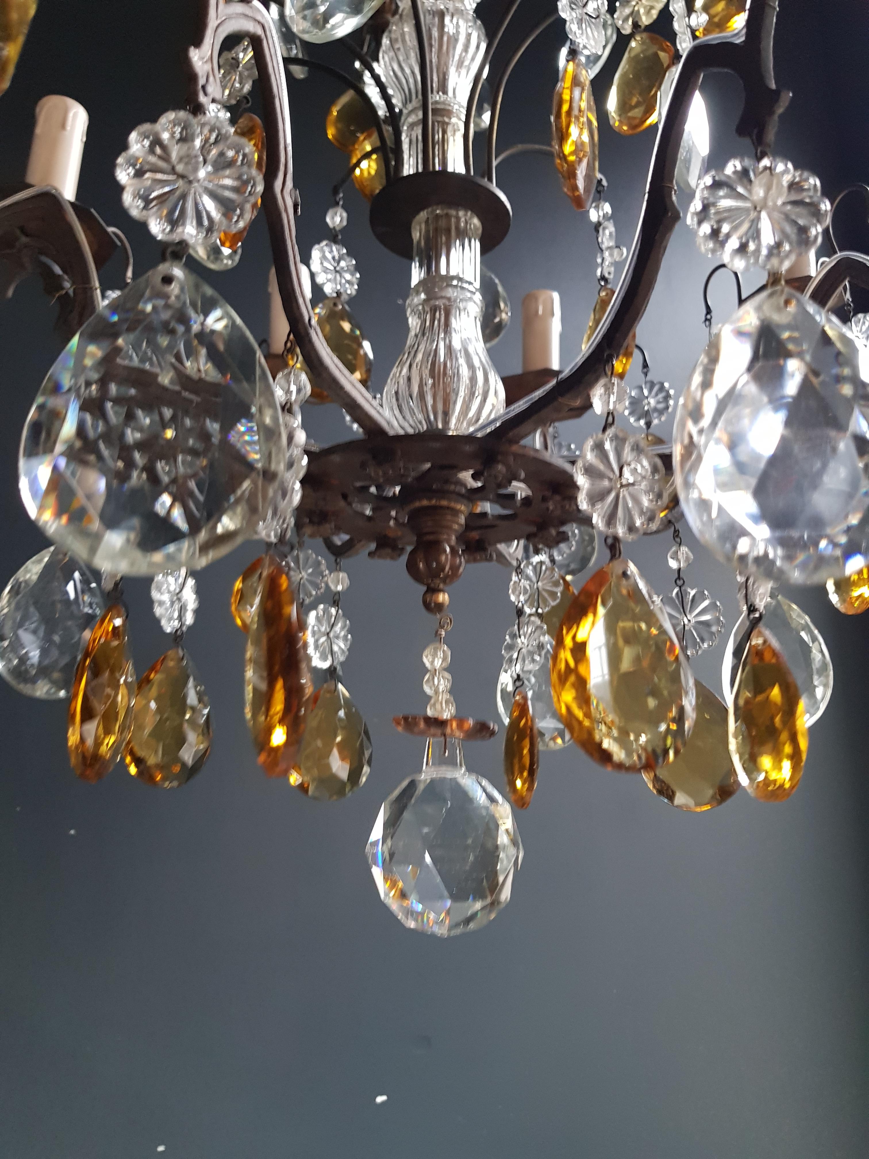 Européen Plafonnier ancien en cristal ambré lustre florentin lustre Art Nouveau en vente
