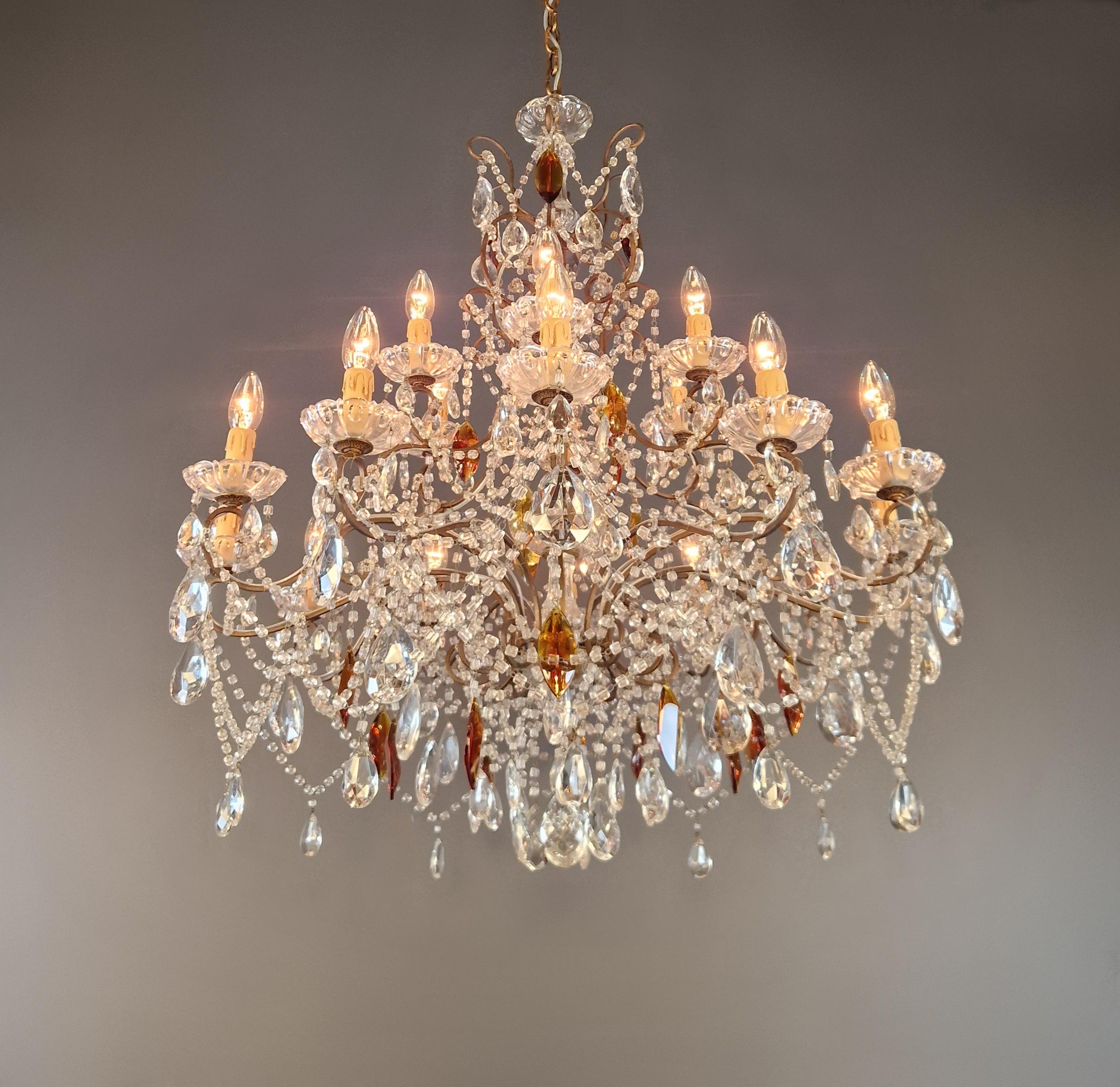Lampadario antico in cristallo ambrato da soffitto Florentiner Lustre Art Nouveau In condizioni buone in vendita a Berlin, DE