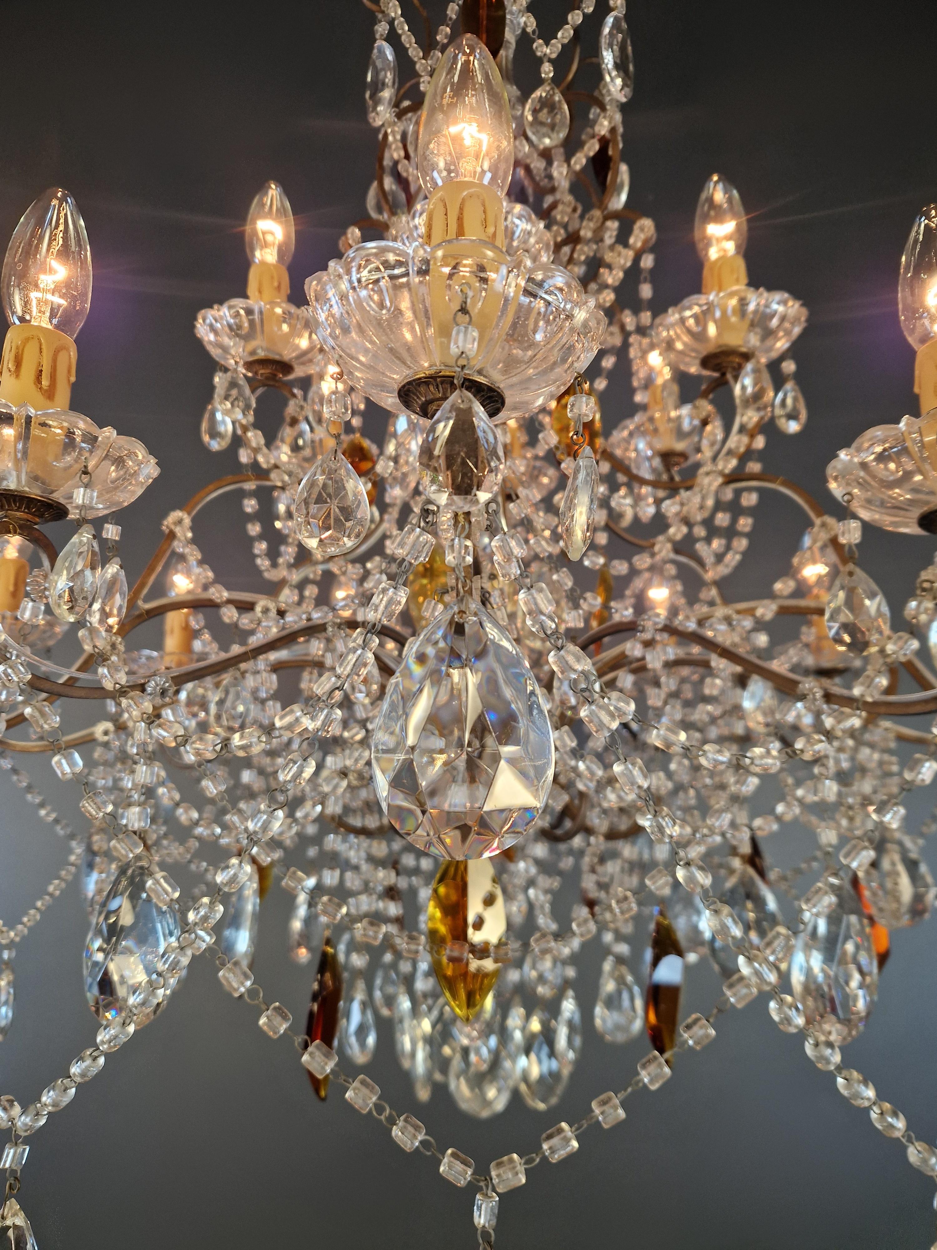 Lampadario antico in cristallo ambrato da soffitto Florentiner Lustre Art Nouveau in vendita 1