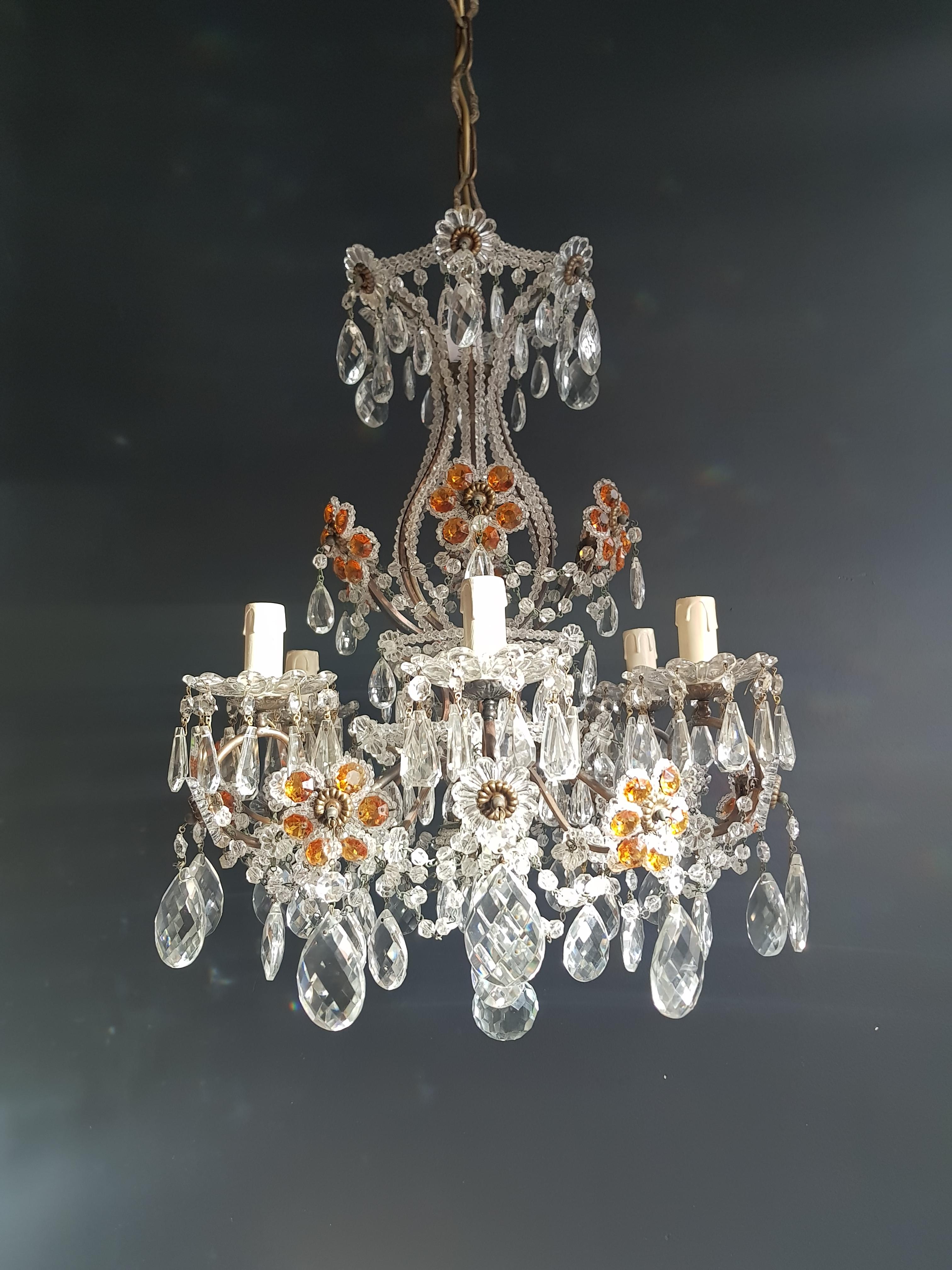 Amber Crystal Antique Chandelier Ceiling Murano Florentiner Lustre Art Nouveau  4