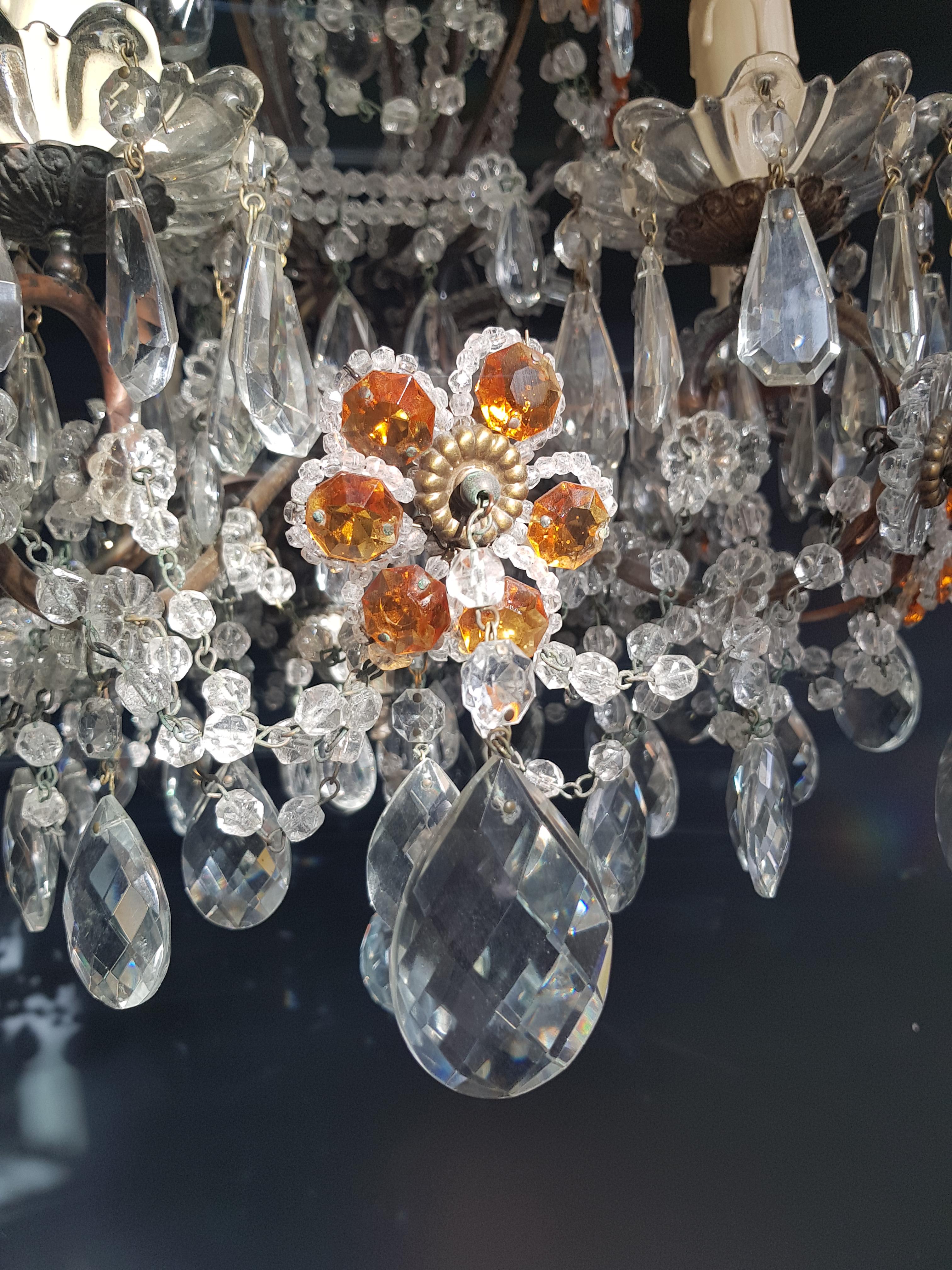 Amber Crystal Antique Chandelier Ceiling Murano Florentiner Lustre Art Nouveau  5