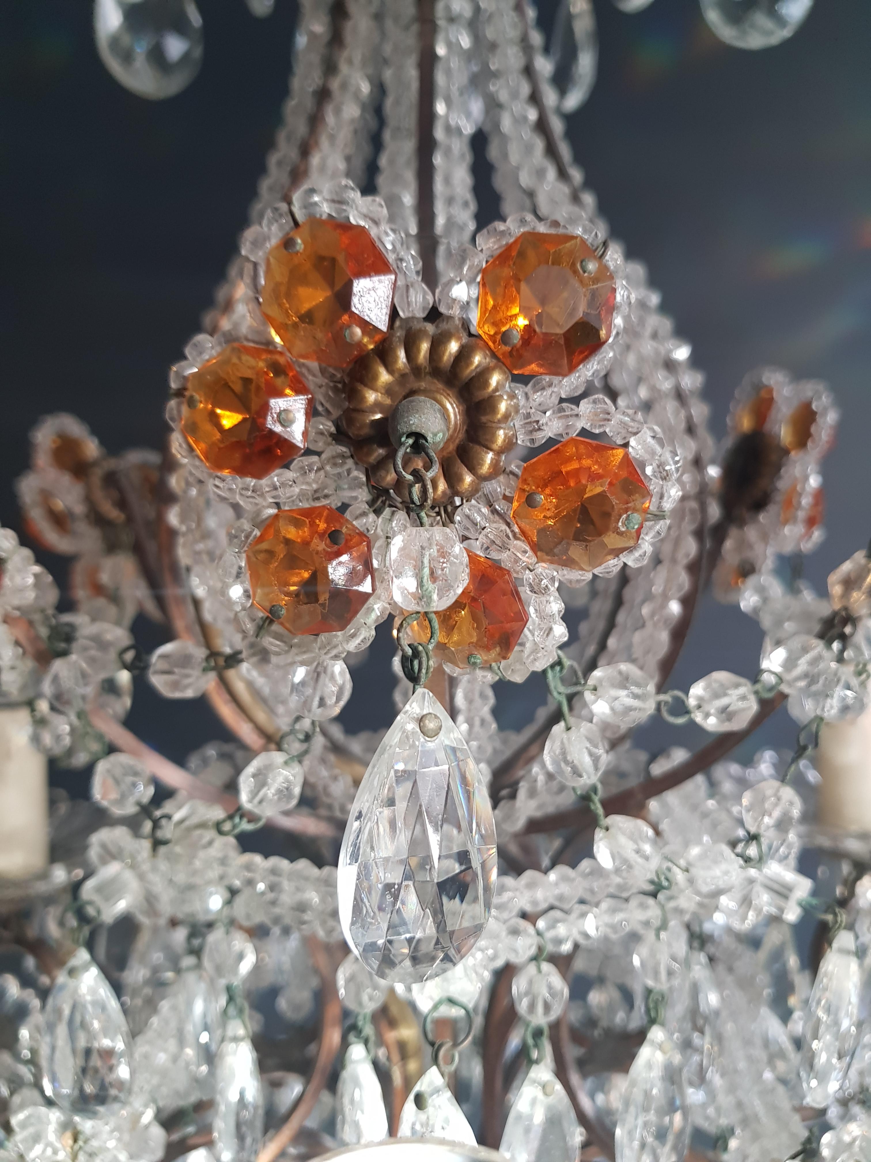 Amber Crystal Antique Chandelier Ceiling Murano Florentiner Lustre Art Nouveau  6
