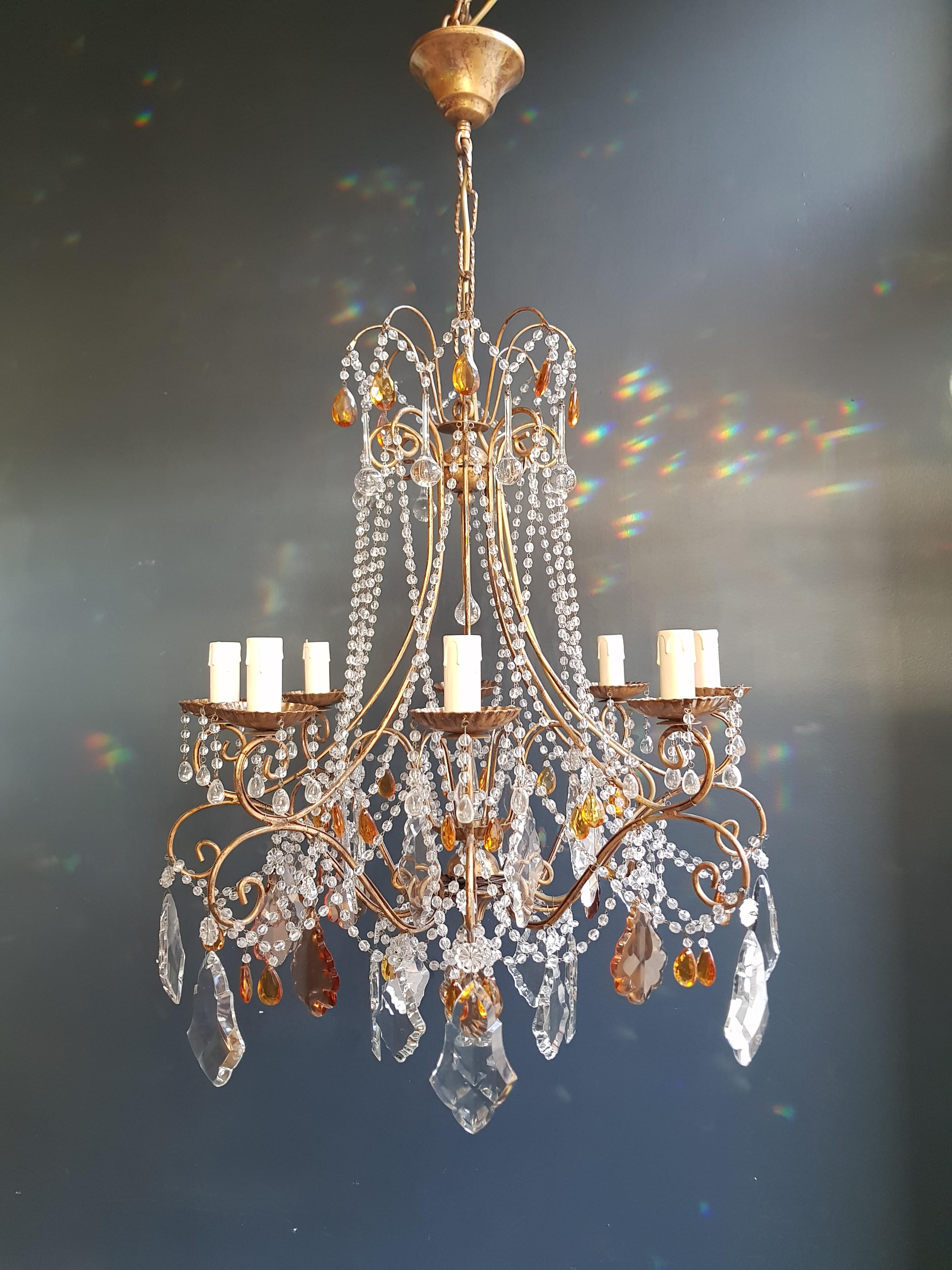 Amber Crystal Chandelier - Antique Ceiling Murano Florentine Lustre in Art Nouveau Style

Presenting an exquisite amber crystal chandelier that embodies the opulence of antique design, drawing inspiration from the Murano Florentine lustre of the Art