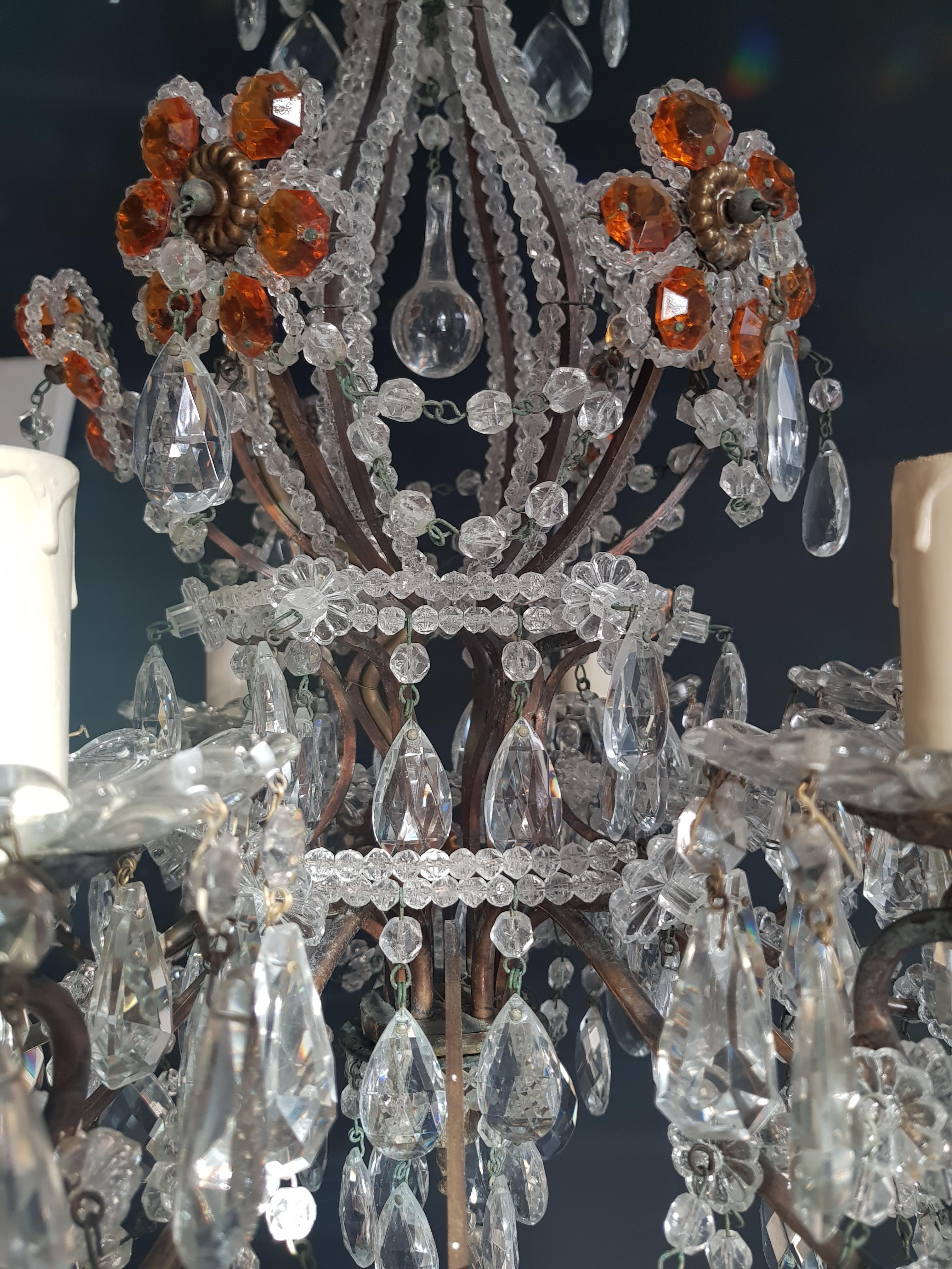 Amber Crystal Antique Chandelier Ceiling Murano Florentiner Lustre Art Nouveau  In Good Condition In Berlin, DE