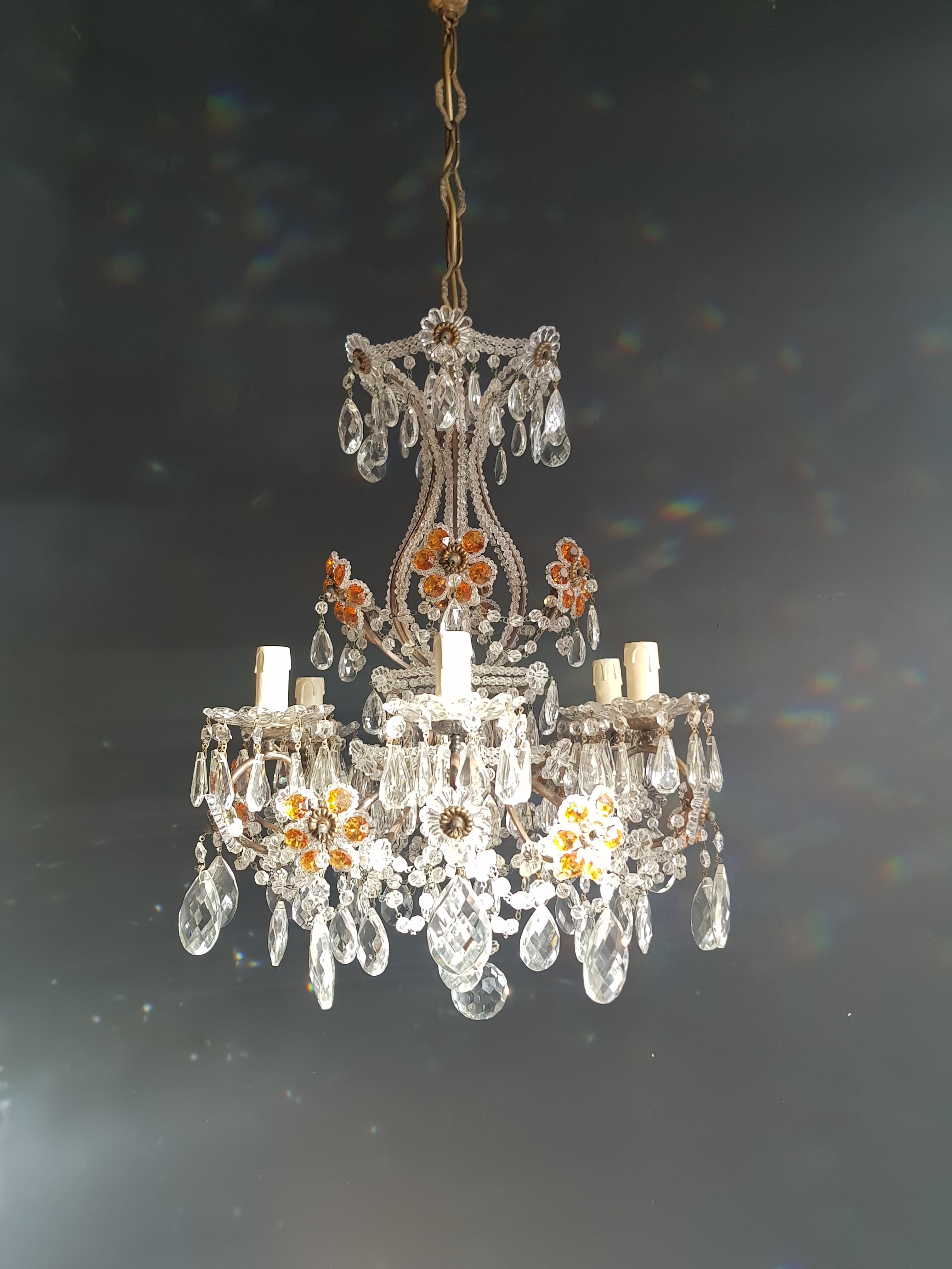 Amber Crystal Antique Chandelier Ceiling Murano Florentiner Lustre Art Nouveau  2