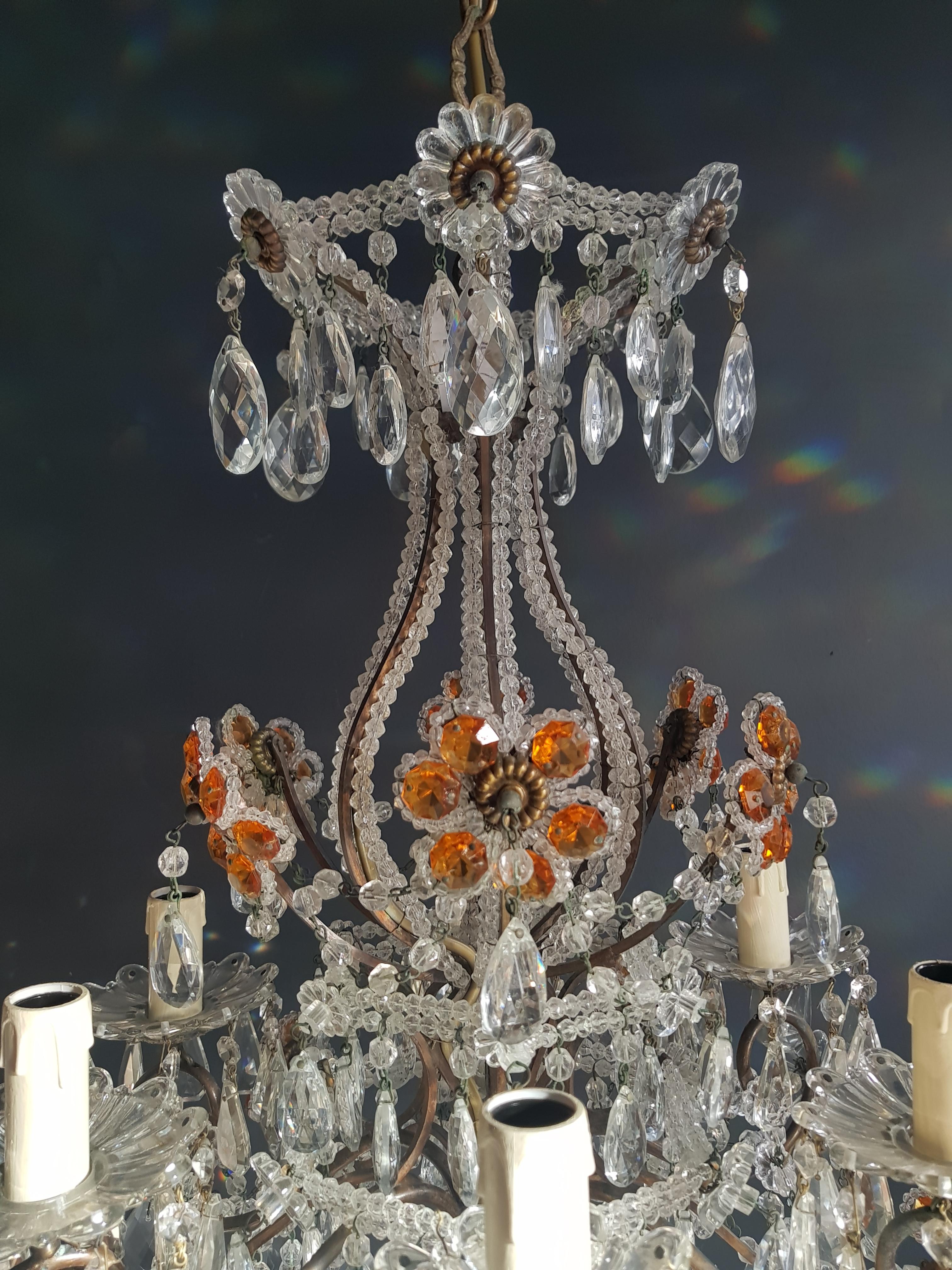 Amber Crystal Antique Chandelier Ceiling Murano Florentiner Lustre Art Nouveau  3