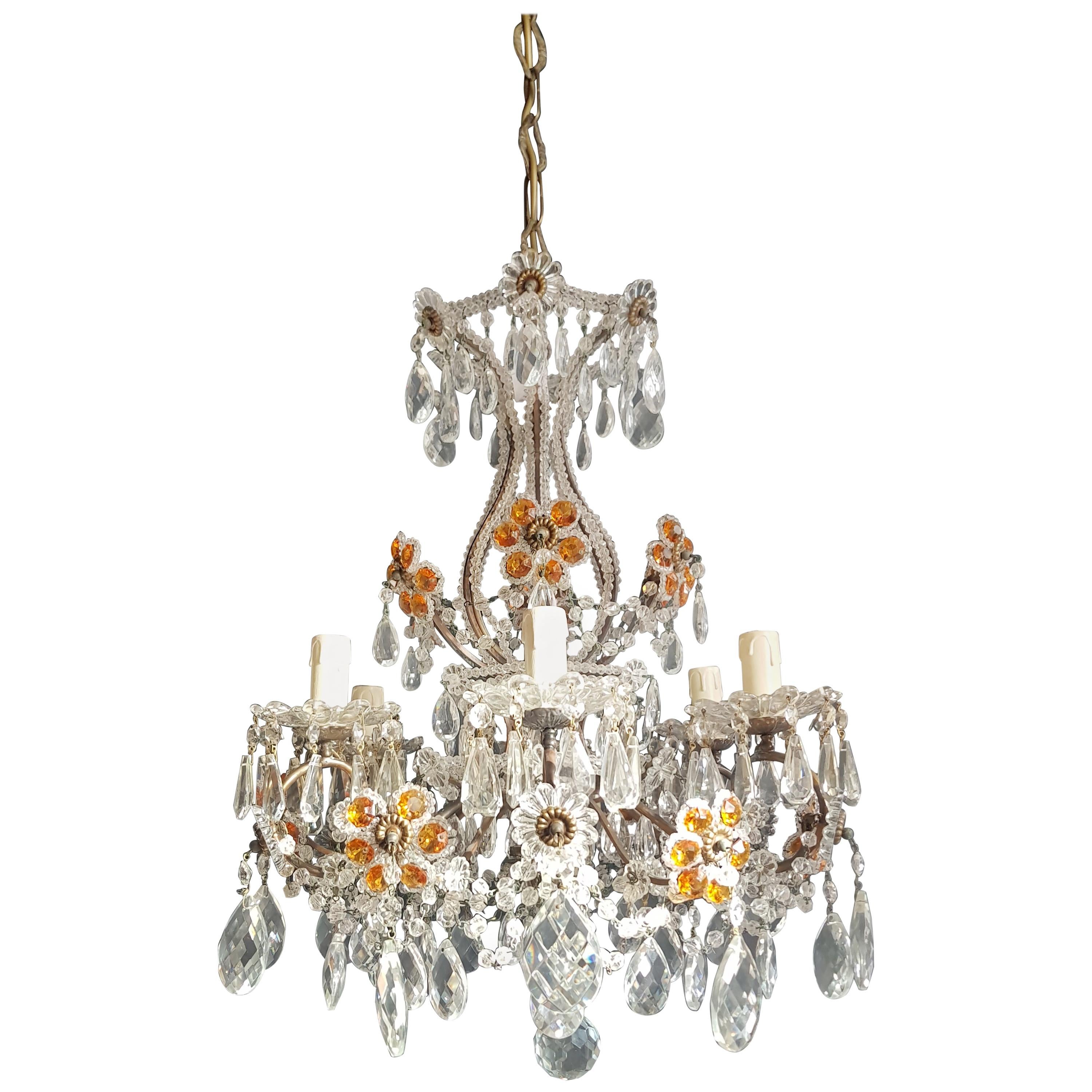 Amber Crystal Antique Chandelier Ceiling Murano Florentiner Lustre Art Nouveau 