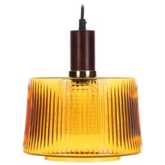 Amber Crystal Pendant 1950s Scandinavian Midcentury Amber Crystal Glass Light