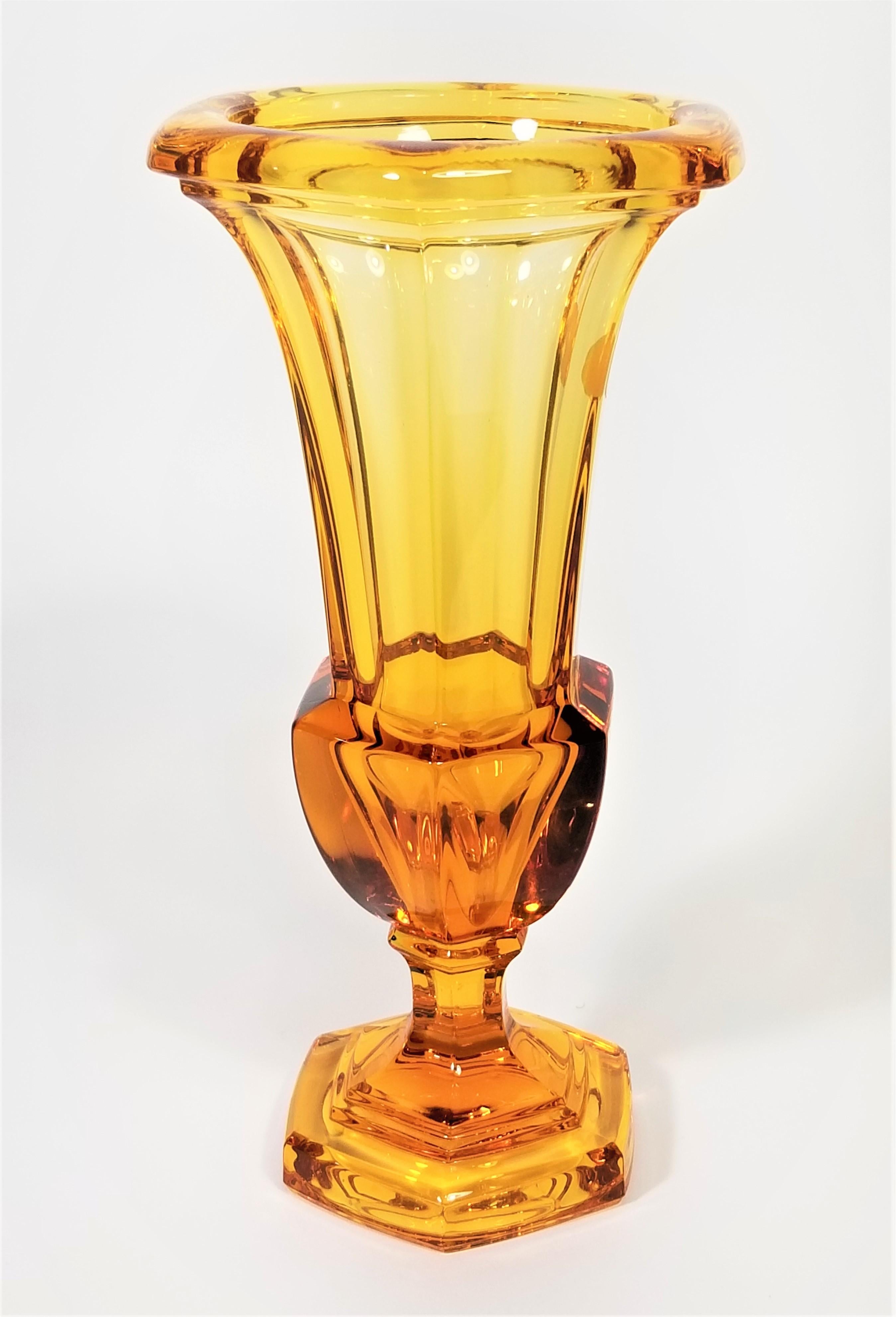 20th Century Amber Crystal Vase Made in Germany Midcentury For Sale