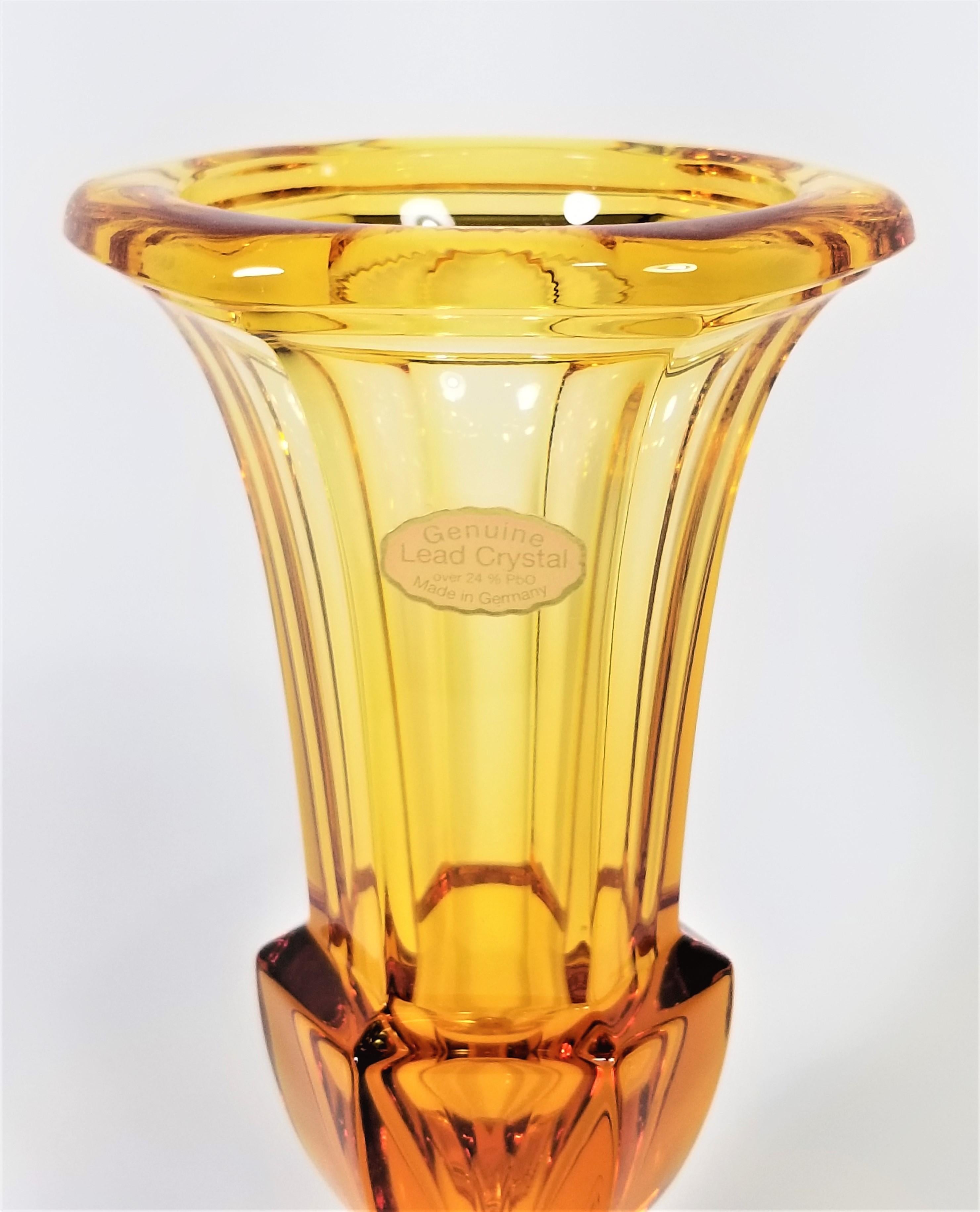 Amber Crystal Vase Made in Germany Midcentury For Sale 1