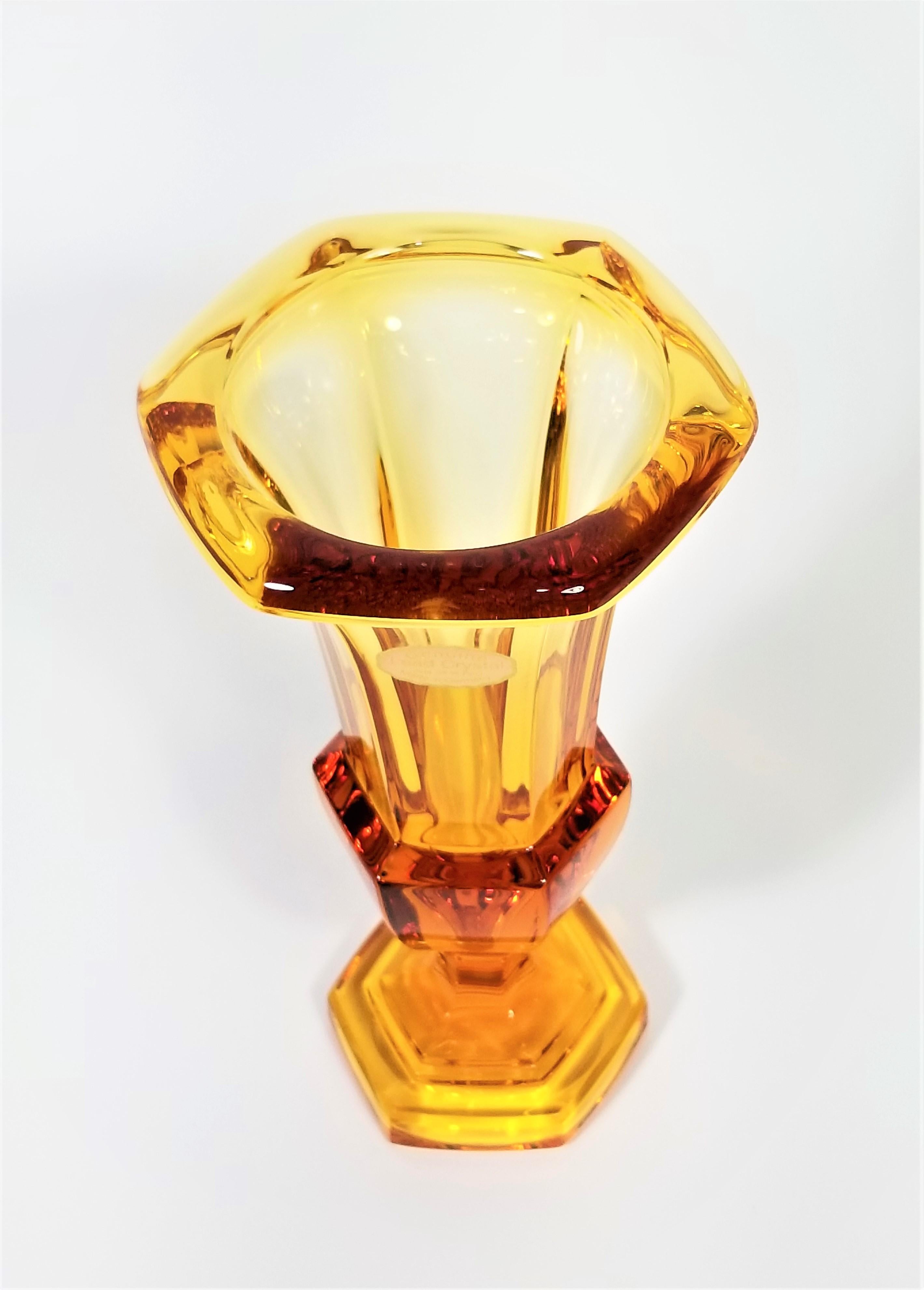 Amber Crystal Vase Made in Germany Midcentury For Sale 2