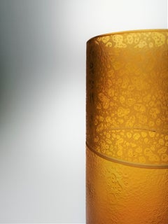 Amber Crystal Vase Tube With Leather Effect