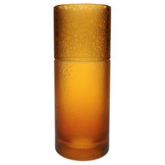 Amber Crystal Vase Tube With Leather Effect