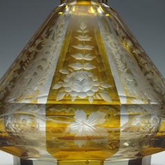 Amber Cut and Engraved 19th Century Glass Decanter, circa 1910