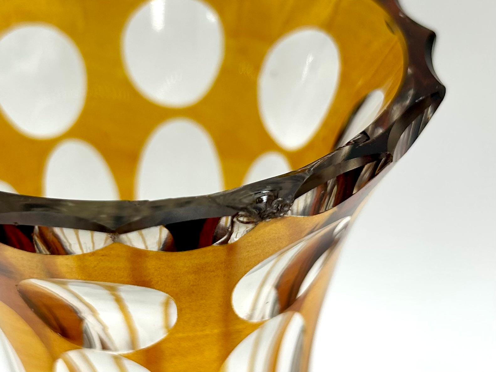 Mid-Century Modern Amber Cut Vase, Poland, 1960s For Sale