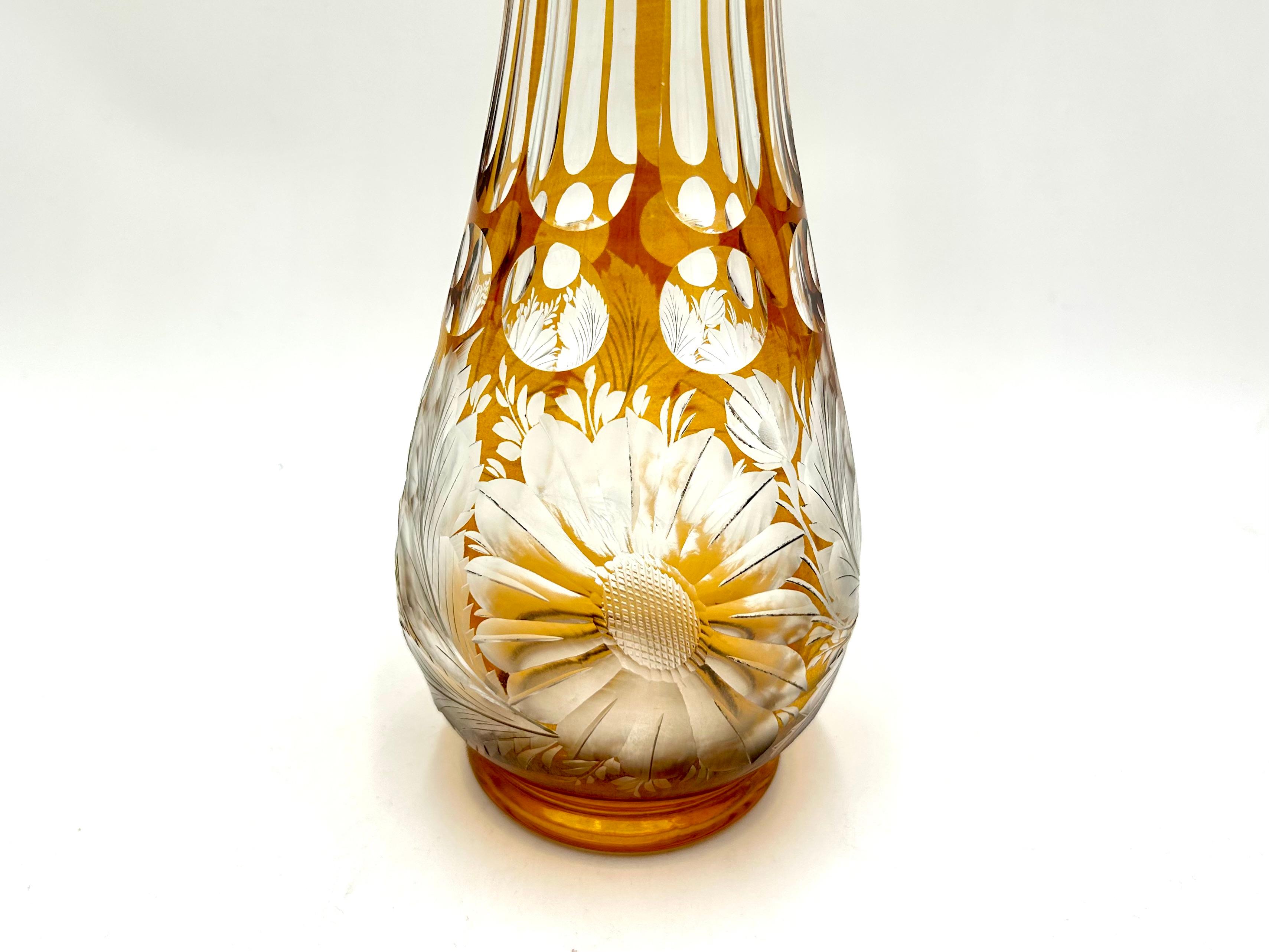 Polish Amber Cut Vase, Poland, 1960s For Sale