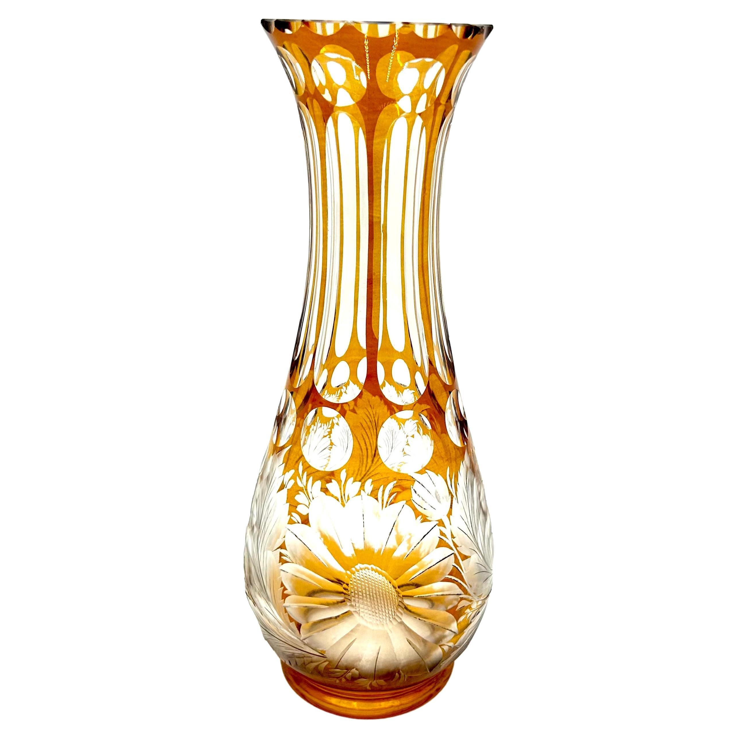 Amber Cut Vase, Poland, 1960s