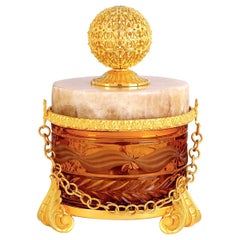 Amber Cylindrical Box with Lid