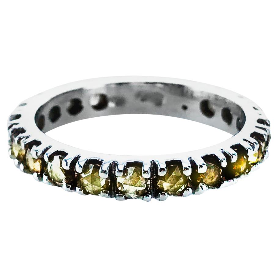1.25 Carat Amber Diamond 18kt White Gold Unisex Eternity Ring For Sale