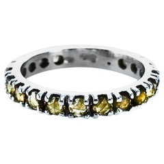 1.25 Carat Amber Diamond 18kt White Gold Unisex Eternity Ring