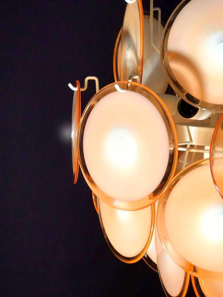 Mid-Century Modern Amber Disc Murano Chandelier, 1970s For Sale