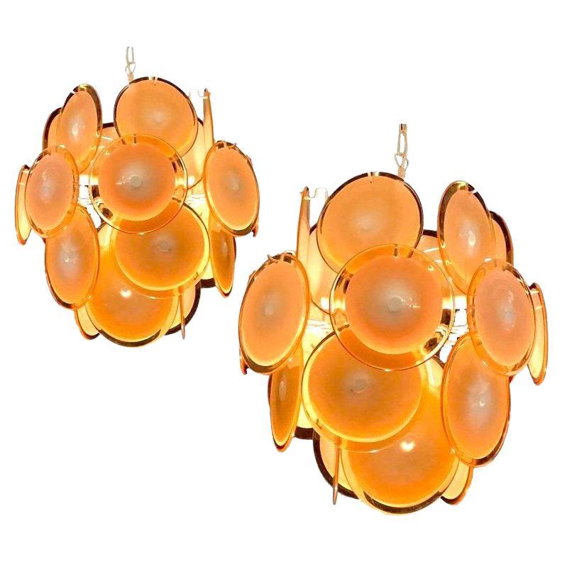 Amber Disc Murano Chandelier, 1970s