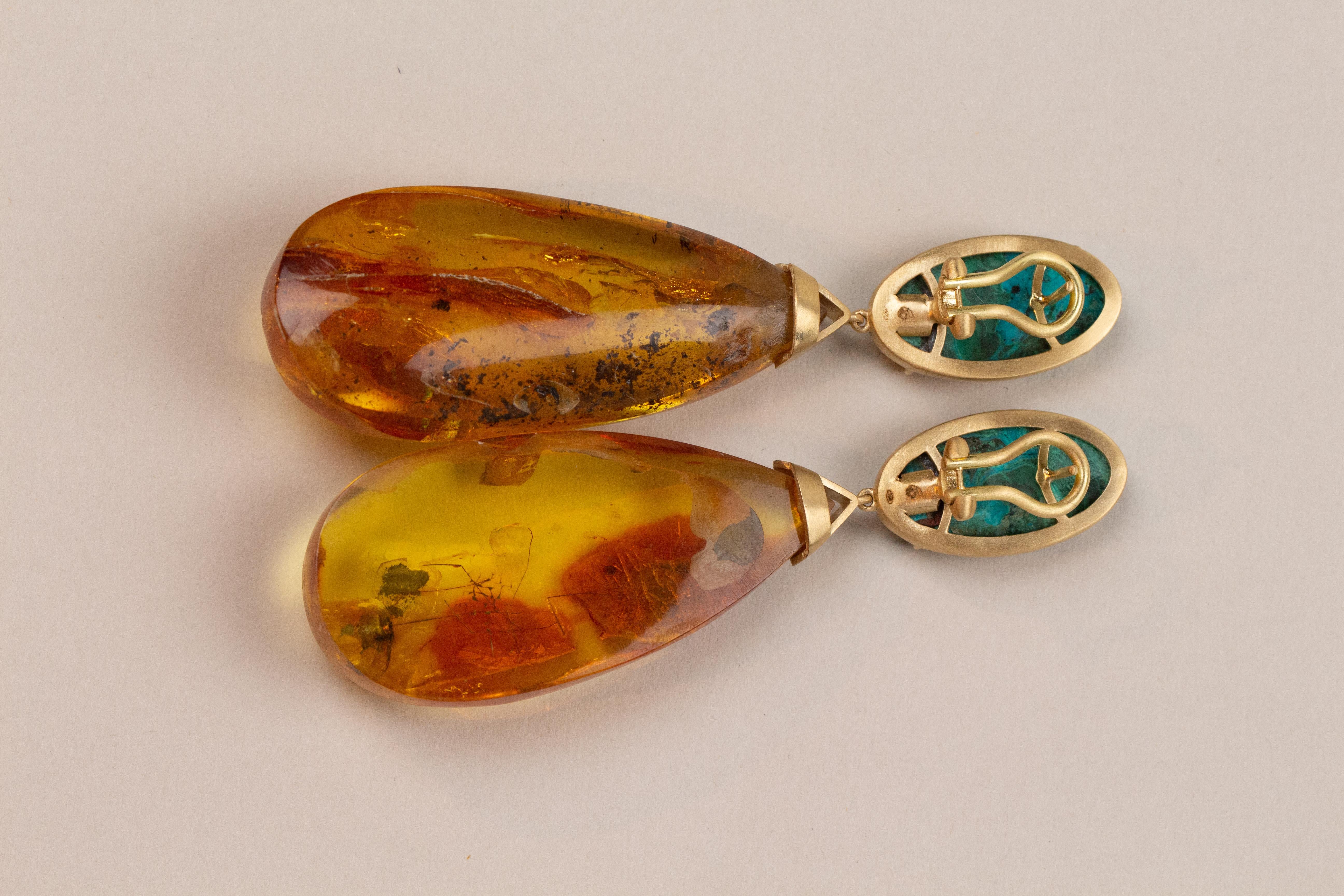 amber and gold earrings