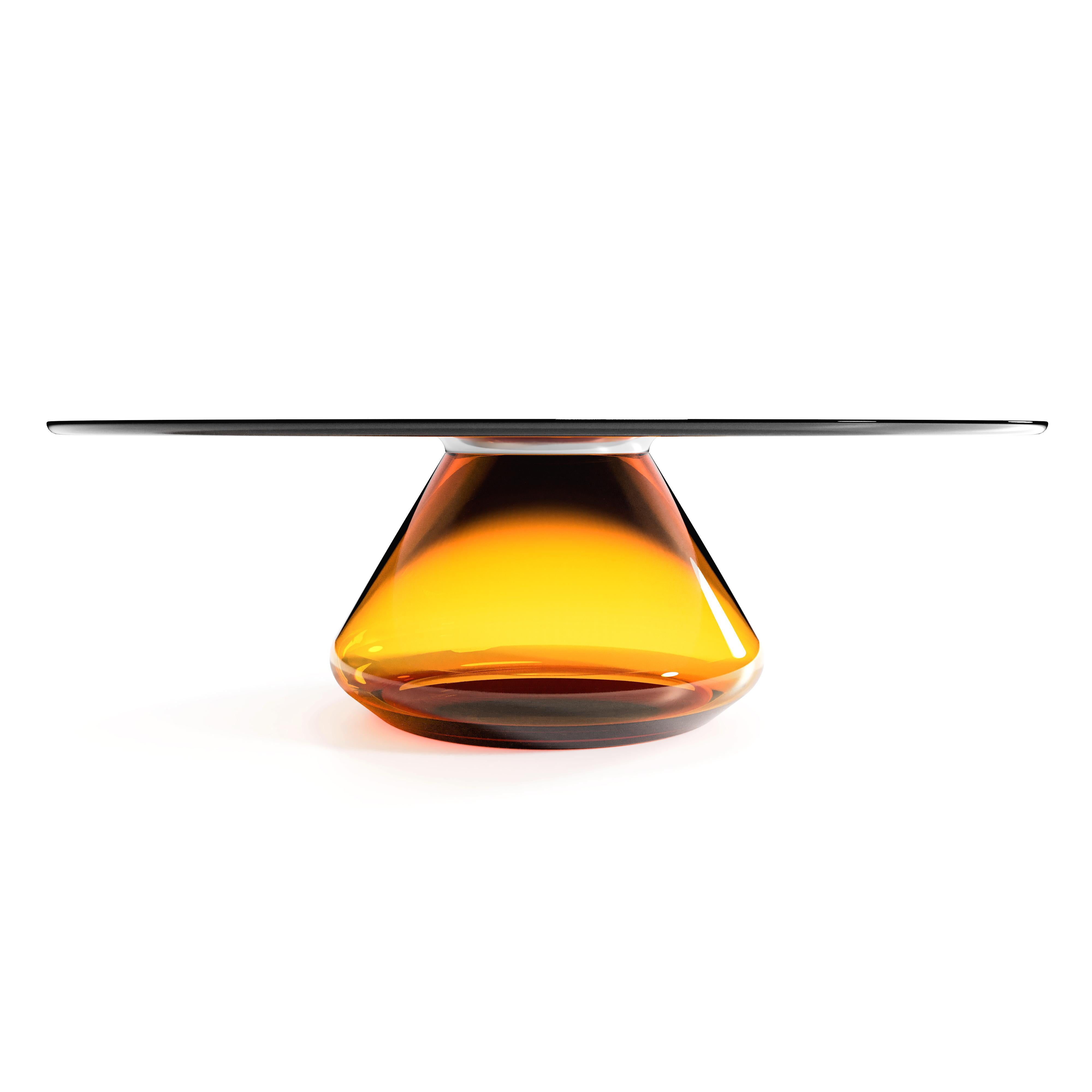 amber glass coffee table