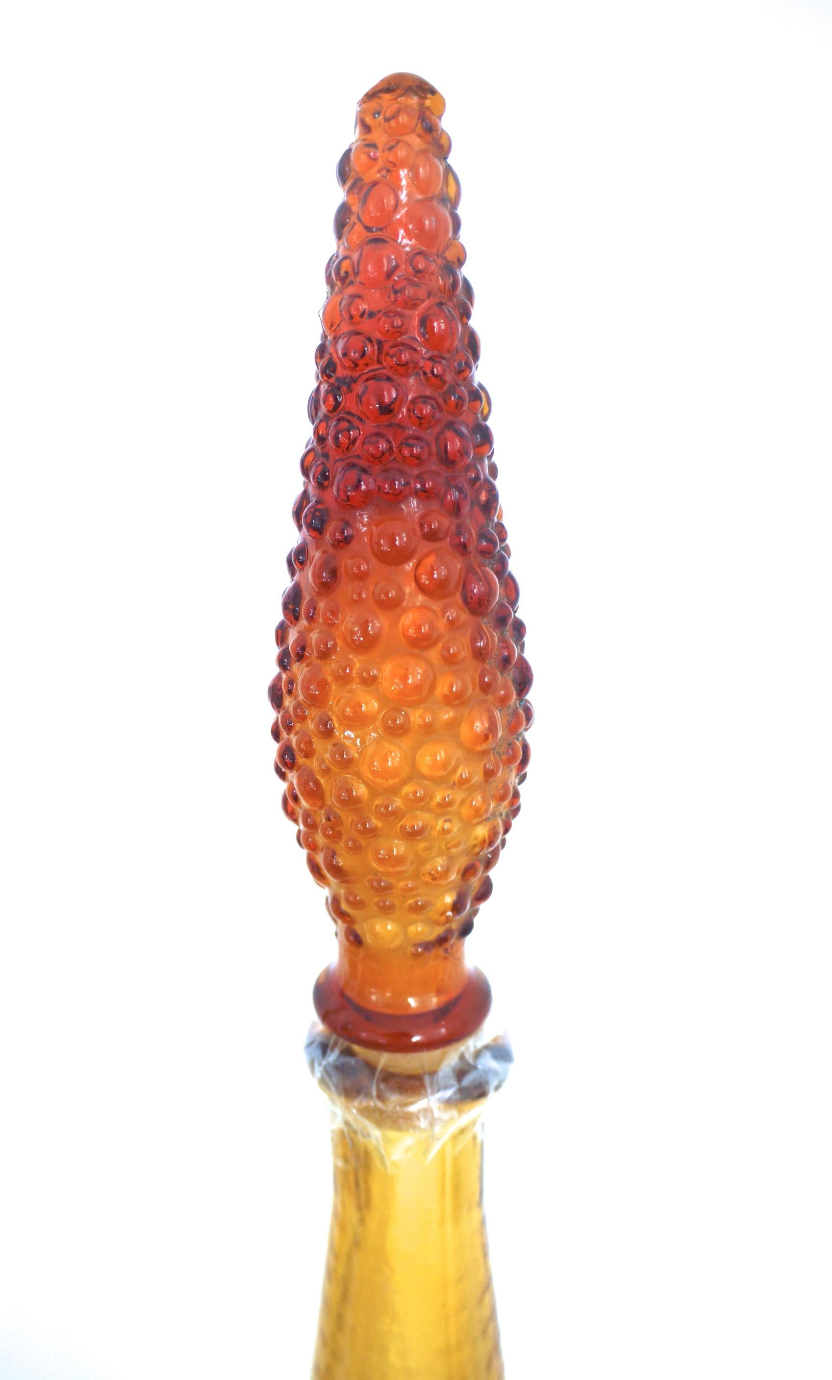 Amber Empoli Genie Bottles late 1960s Set of Three - Made in When Most people associate Murano with Italian glass, the Venetian Island of Murano. 

 they think of the many manufacturers based on the Venetian island of Murano. But there is another