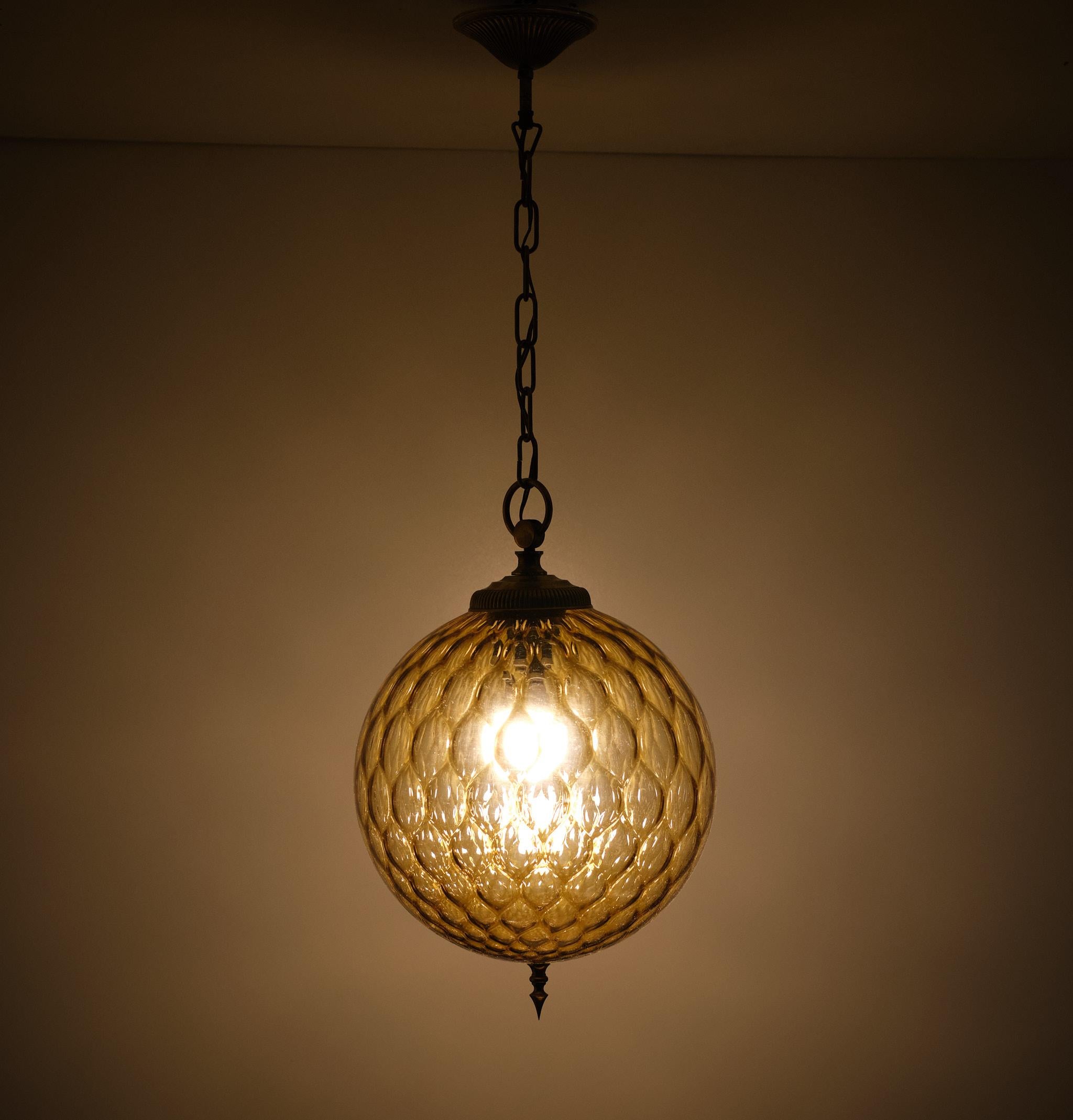 Amber Empoli Murano Glass Boll lamp 1960s Italy 2
