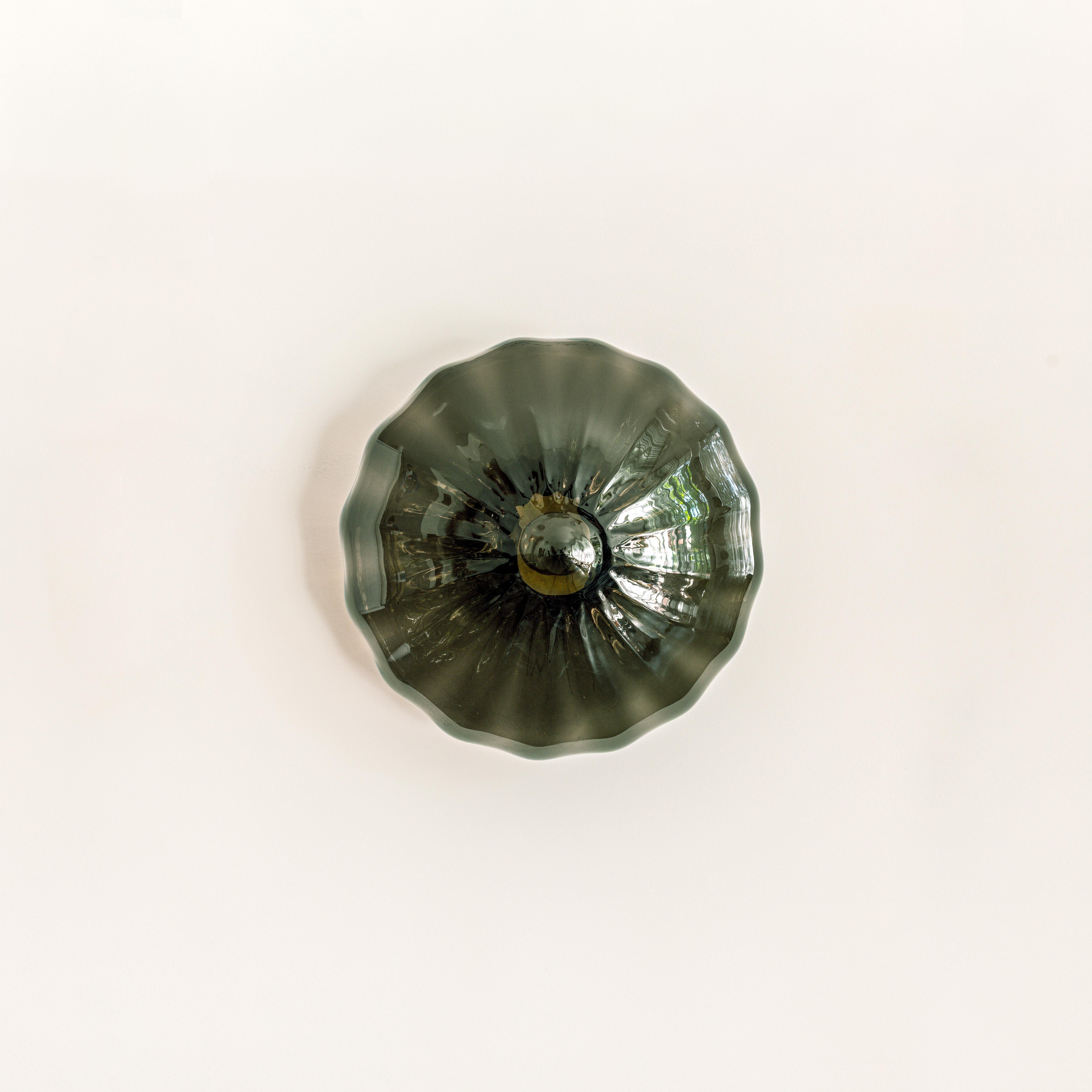 Blown Glass Amber Espadín Glass Sconce, Large, Agave Collection For Sale