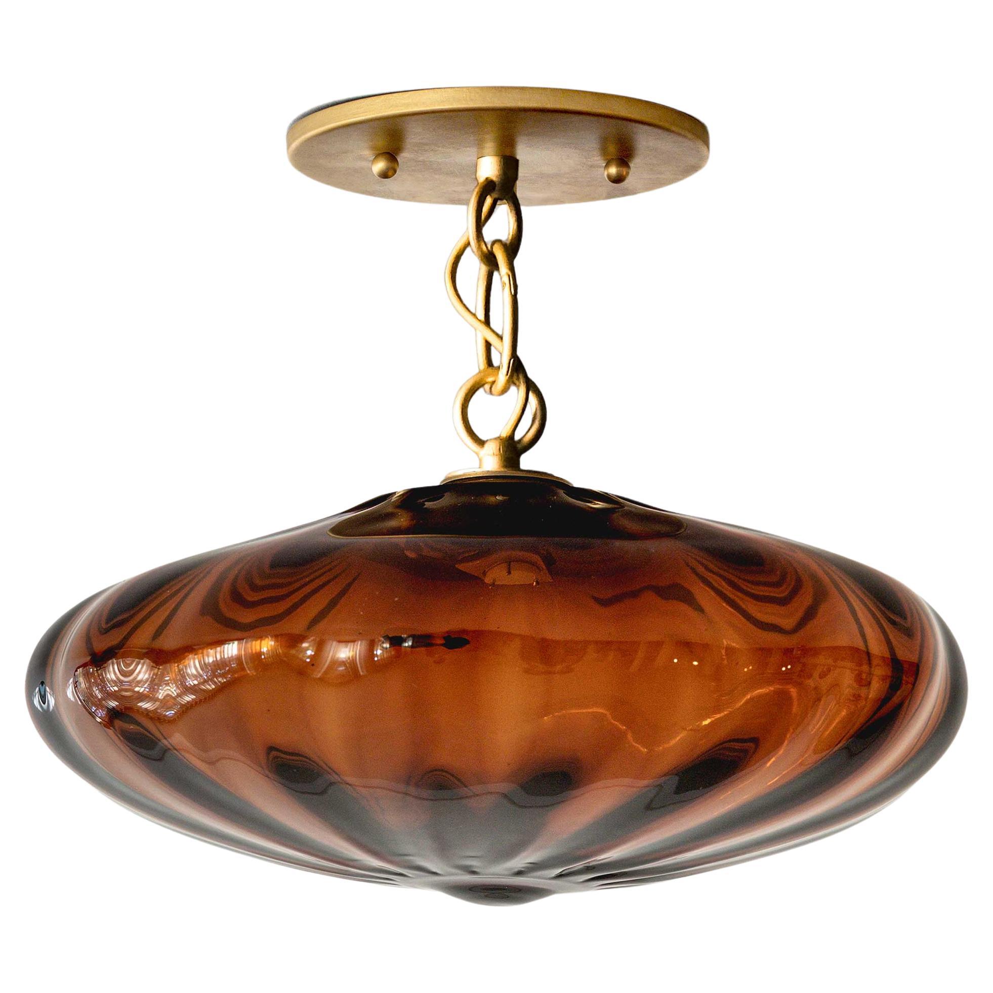 Amber Espadín Glass Semi Flush Mount Light, Large, Agave Collection