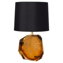 Single Amber Faceted Murano Glass Table Lamp