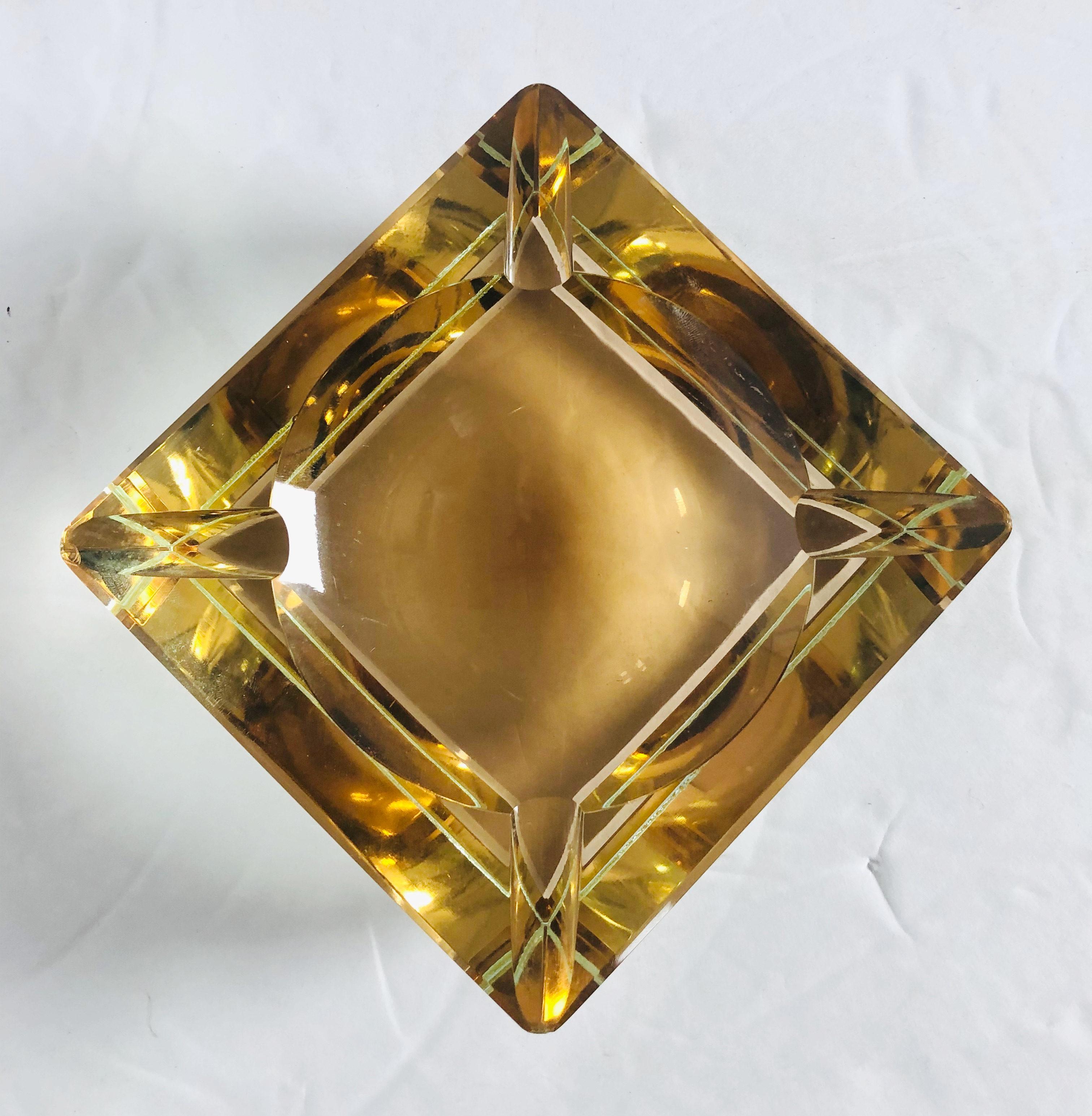 Amber Faceted Sommerso Ashtray by Mandruzzato In Good Condition For Sale In Los Angeles, CA