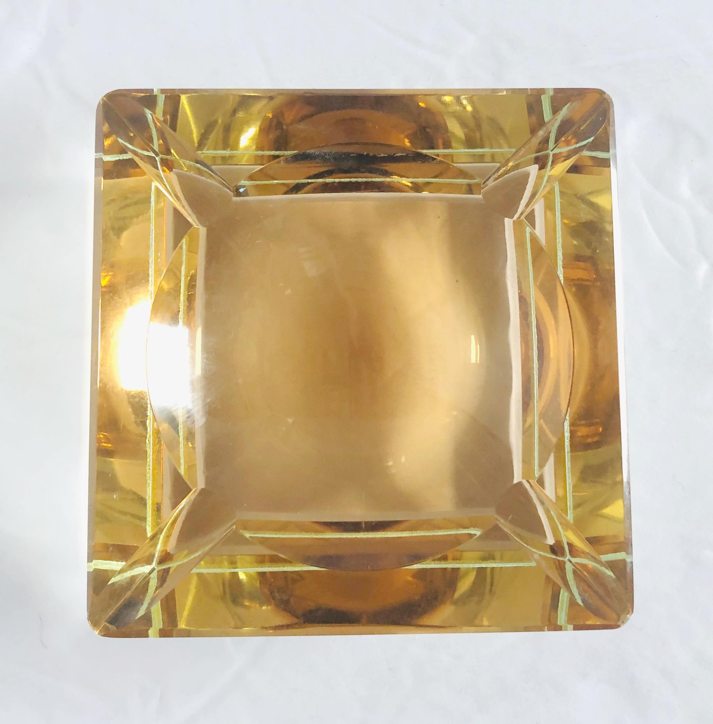 20th Century Amber Faceted Sommerso Ashtray by Mandruzzato For Sale