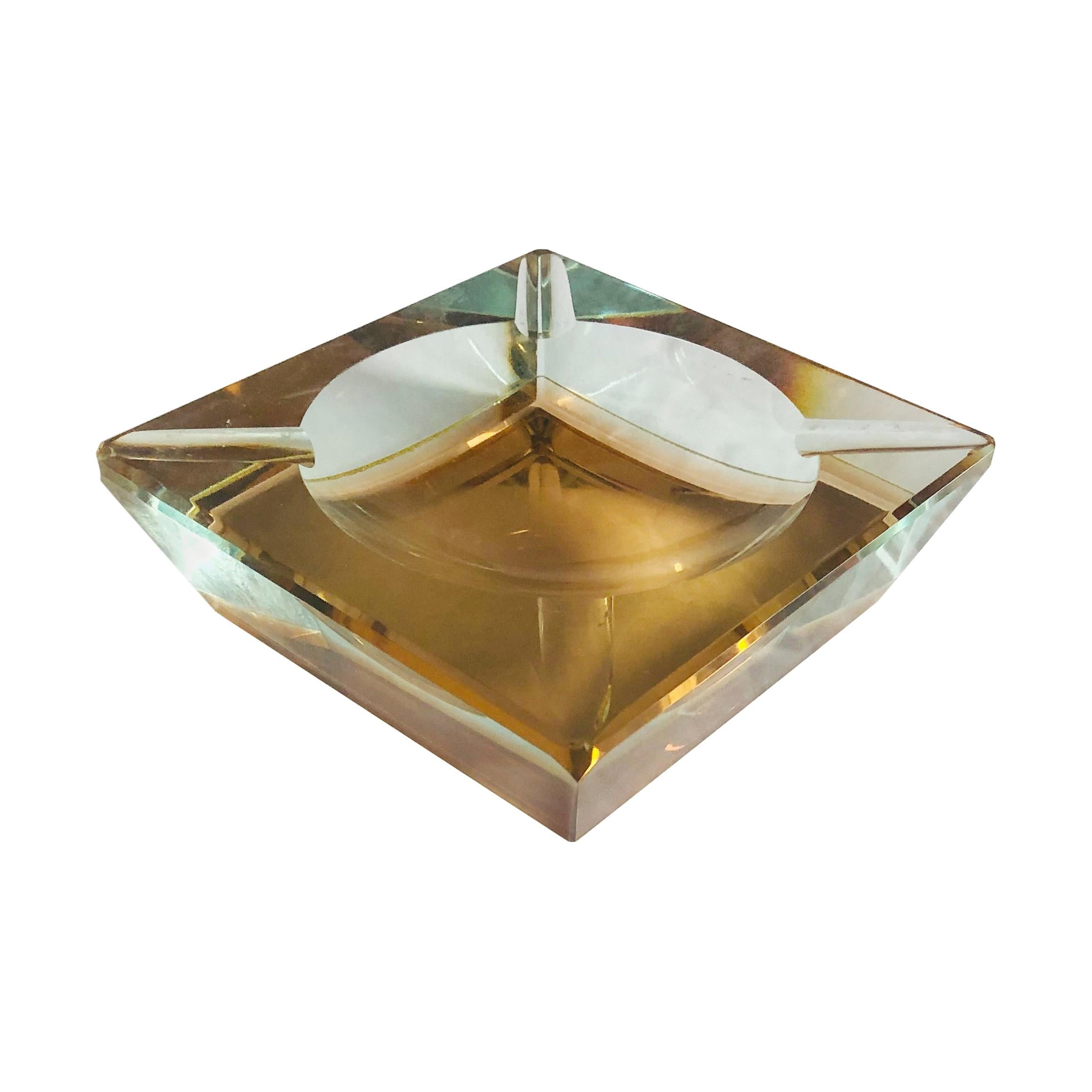 Amber Faceted Sommerso Ashtray by Mandruzzato For Sale