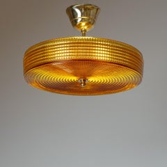 Amber Glass Ceiling Light, circa 1970
