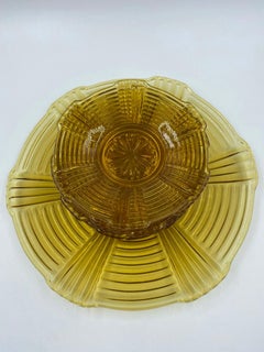 Amber Glass 1930s Cake Set/ Pastry Set/ Dessert Set