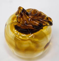 Amber Glass Apple Murano Blown Art Glass Paperweight Sculpture
