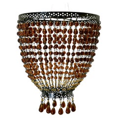 Antique Amber Glass Beaded Lampshade, Chandelier   A delightful piece