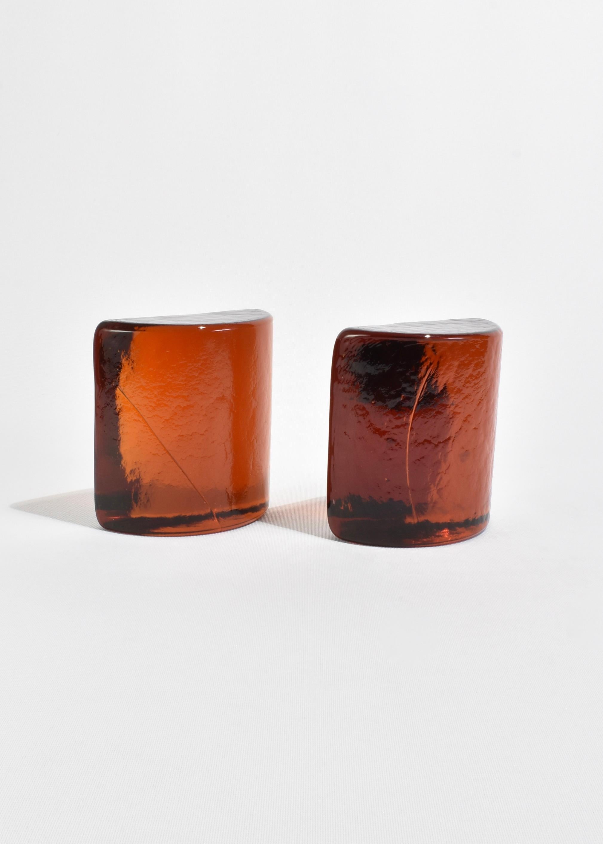 Modern Amber Glass Bookends