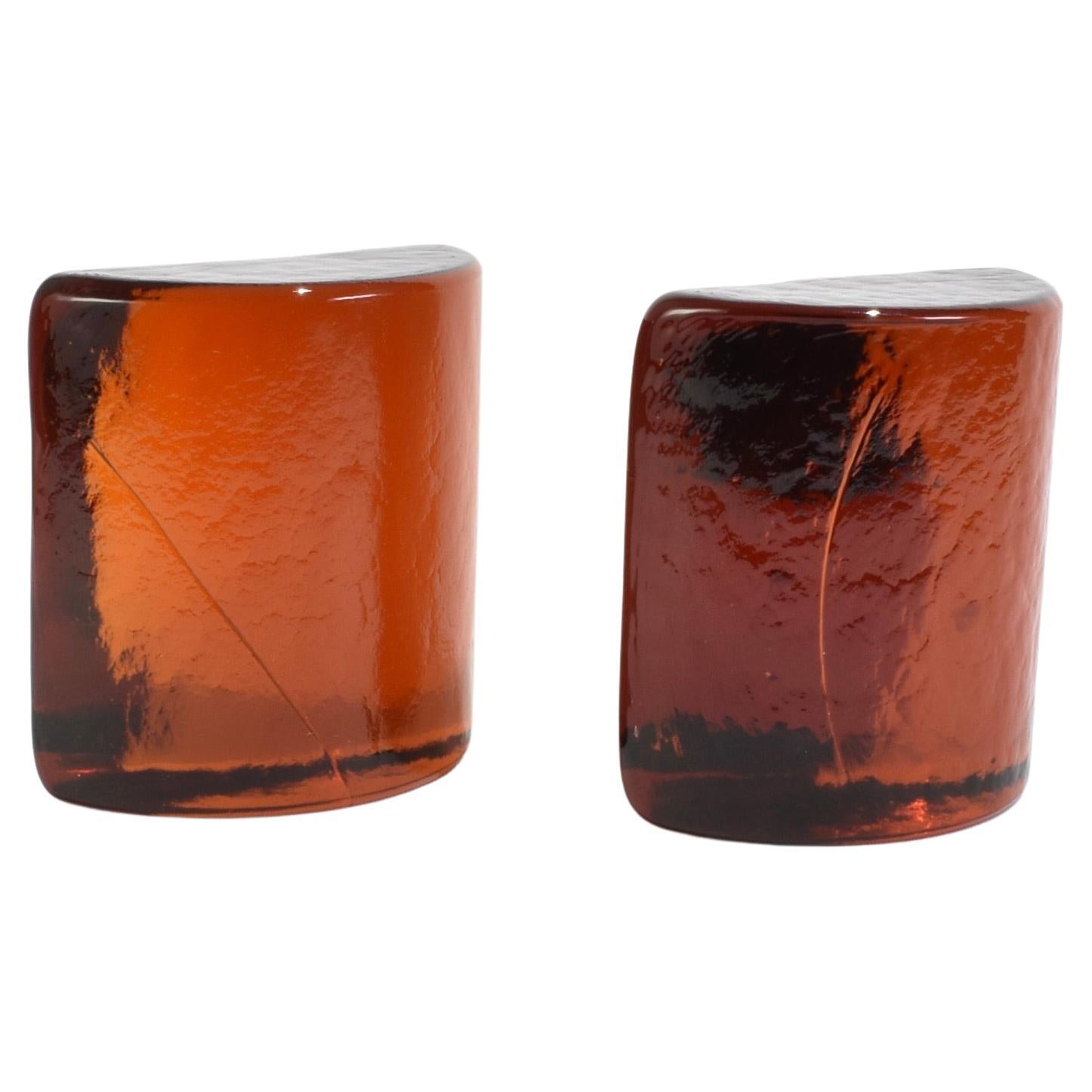 Amber Glass Bookends