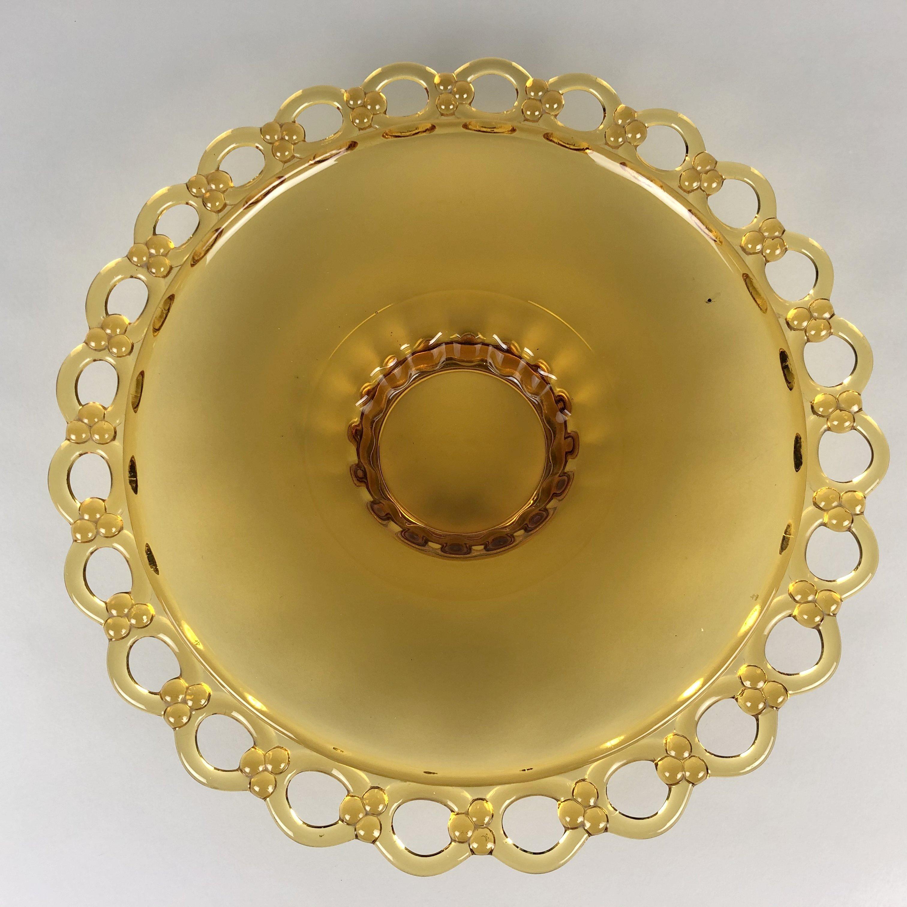 Mid-Century Modern Amber Glass Bowl by Rudolf Schrotter for Rudolfova Hut Glassworks, 1940s For Sale
