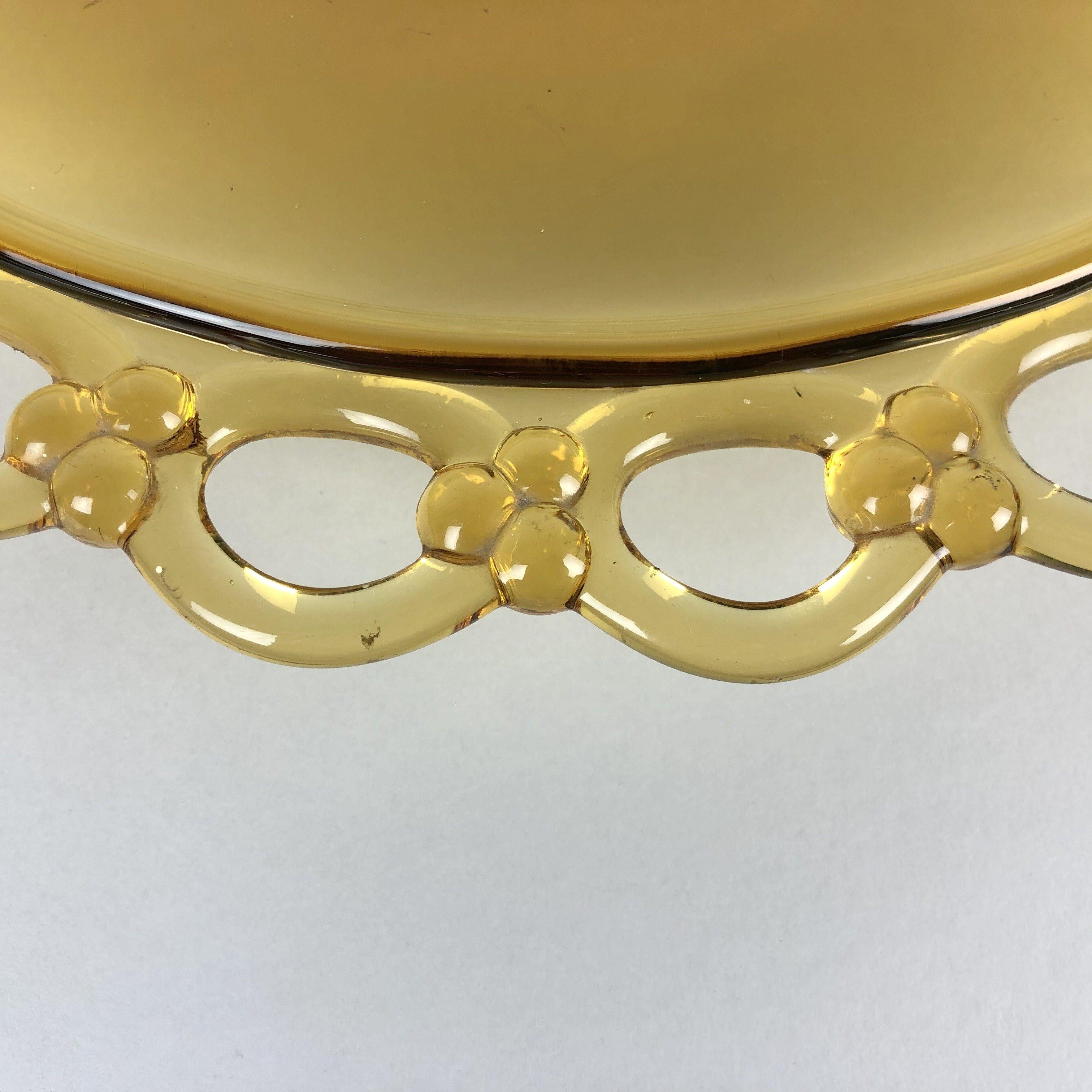 Czech Amber Glass Bowl by Rudolf Schrotter for Rudolfova Hut Glassworks, 1940s
