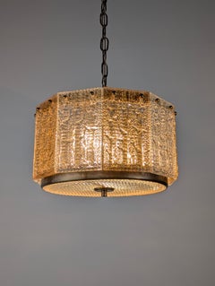 Bernsteinglas-Deckenleuchte von Paul Kedelv für Fåglaviks Glasbruk, Schweden, 1960er Jahre