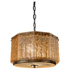 Lampada da soffitto in vetro ambrato di Paul Kedelv per Fåglavik Glasbruk, Svezia, anni '60