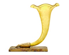 Amber Glass Cornucopia Vase