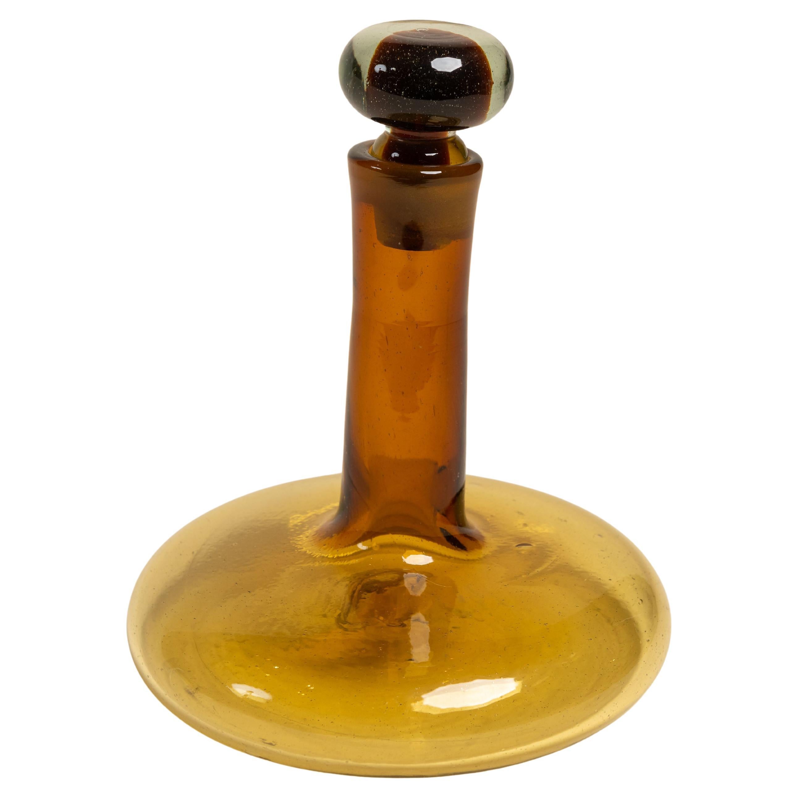 Amber Glass Decanter with Stopper, 20th Century