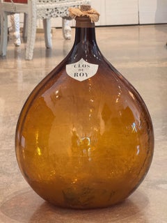 Amber Glass Demijohn, Labeled Clos Du Roy